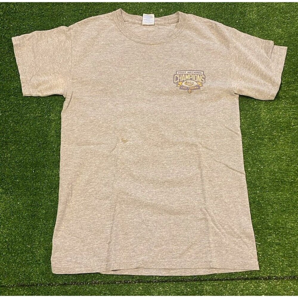 Vintage LSU Tigers shirt mens small football Y2K retro gray National Champs I